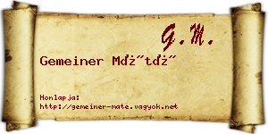 Gemeiner Máté névjegykártya