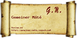 Gemeiner Máté névjegykártya